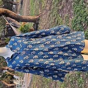 WEAVERBIRD ecocouture cotton batik print tunic top grandfather collar 36